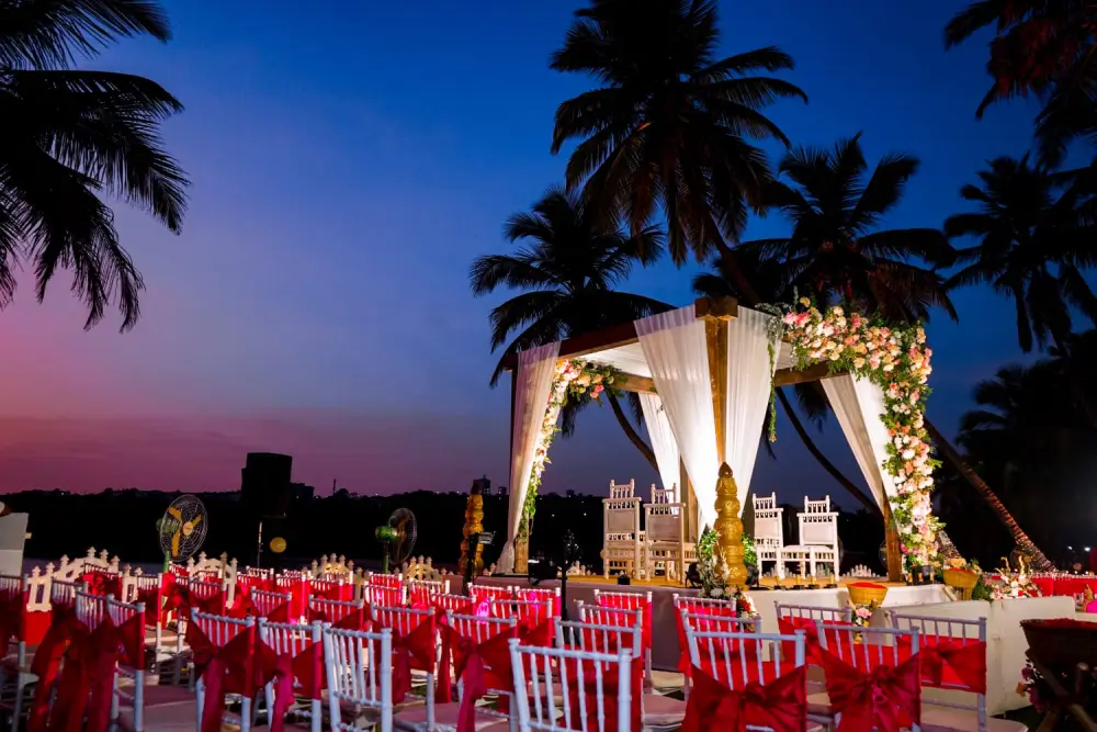 Outdoor Wedding Mandap at Sunset - Destination Wedding Venue in South Goa